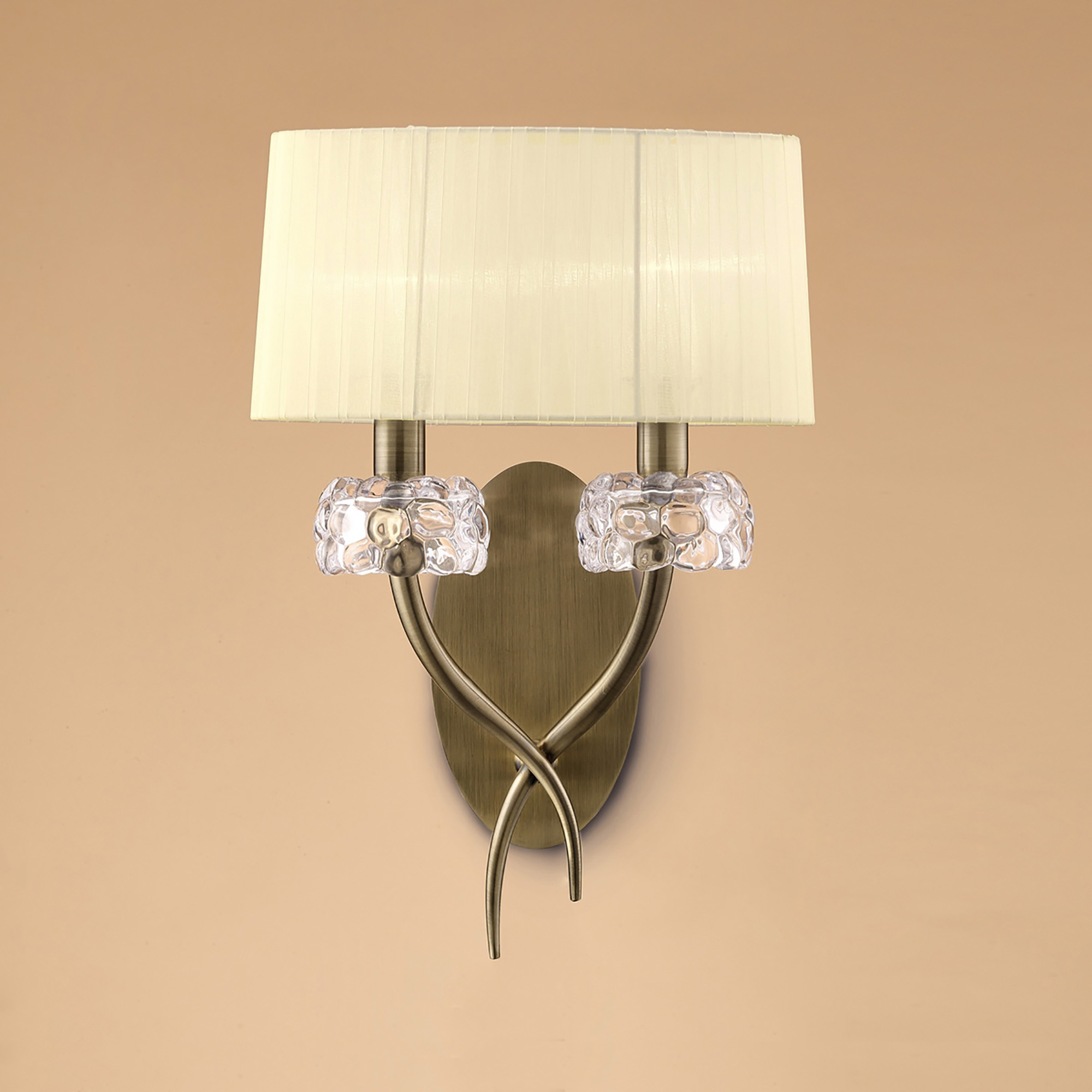 Loewe Antique Brass-Cream Wall Lights Mantra Armed Wall Lights